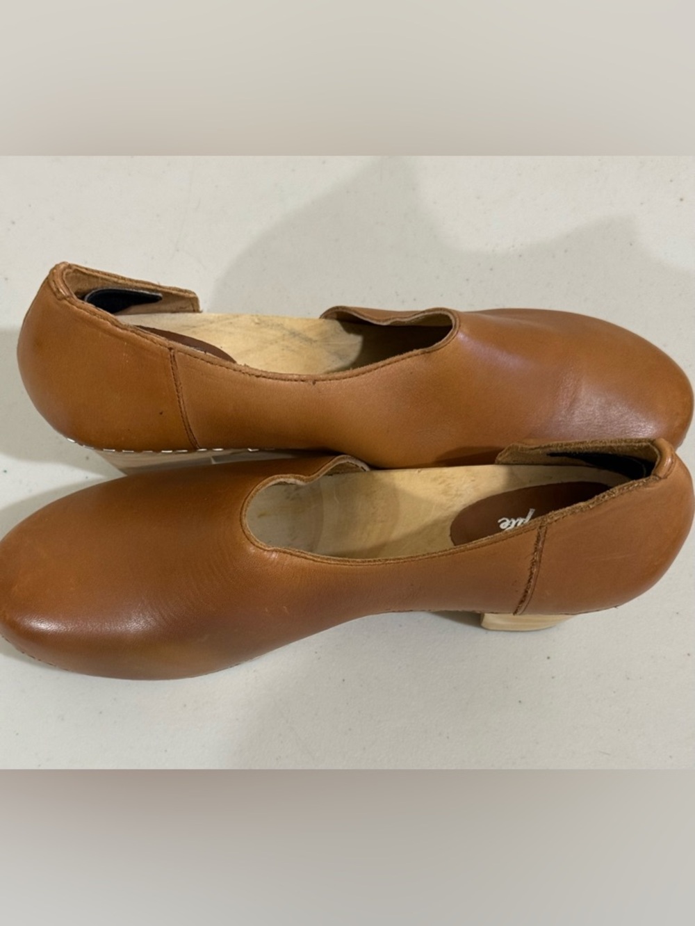 Free People Cognac Leather Platform Clog Mules - Picture 7 of 10